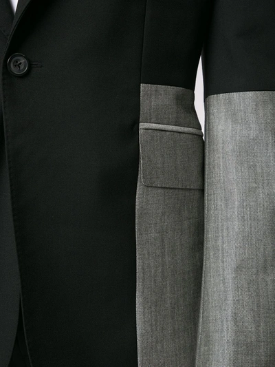 Alexander Mcqueen Slim-fit Panelled Wool-gabardine And Wool And Mohair-blend Suit Jacket In Black