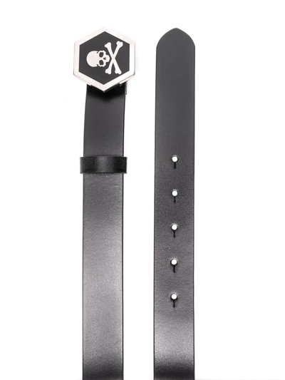 Philipp Plein Skull-motif Leather Belt In Black