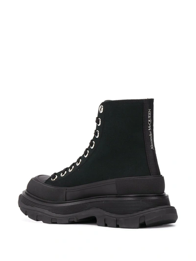 Alexander Mcqueen Leather And Rubber Exaggerated-sole Ankle Boots In Black