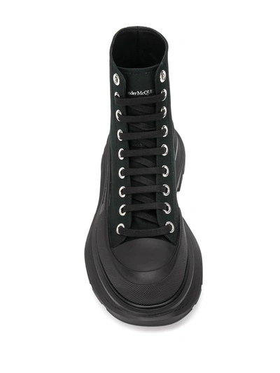 Alexander Mcqueen Leather And Rubber Exaggerated-sole Ankle Boots In Black