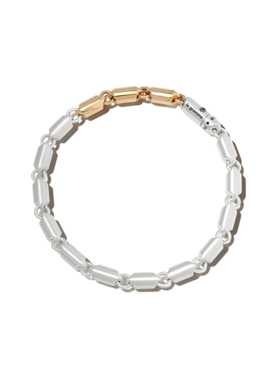 Shop Le Gramme 18kt Yellow Gold And Sterling Silver Le 27g Segment Brushed Bracelet
