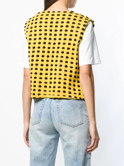 Pre-owned Krizia Vintage 1970's Graphic Knitted Vest In Yellow