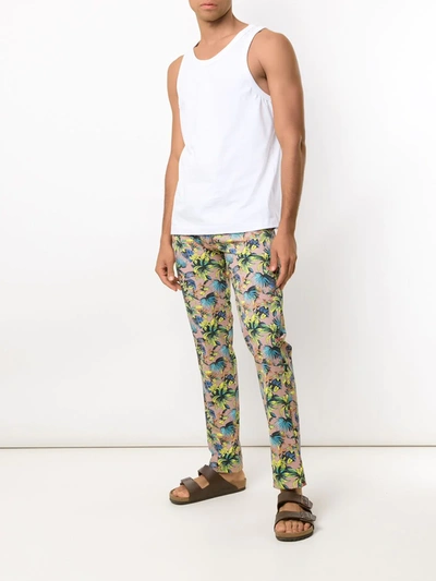 Shop Amir Slama Foliage Print Straight-leg Trousers In Neutrals
