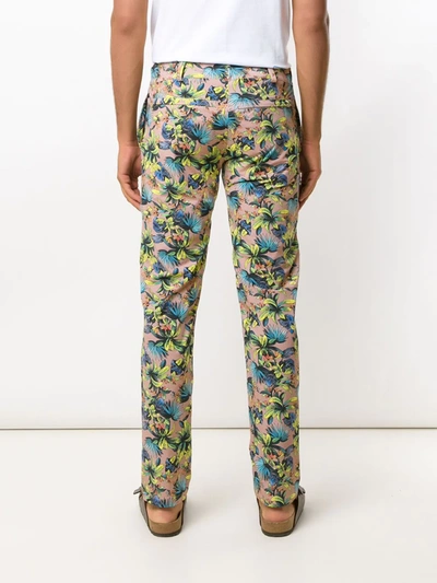 Shop Amir Slama Foliage Print Straight-leg Trousers In Neutrals