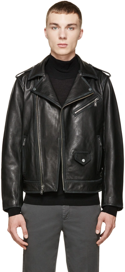 Marc By Marc Jacobs Black Leather Martin Jacket | ModeSens