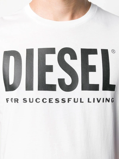 Shop Diesel Logo Print T-shirt In White