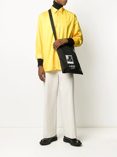 Raf Simons Embroidered Logo Buttoned Shirt In Yellow