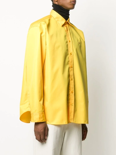 Raf Simons Embroidered Logo Buttoned Shirt In Yellow