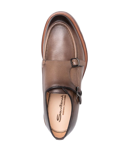 Shop Santoni Side Buckle-detail Shoes In Brown