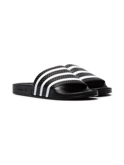 Shop Adidas Originals Adilette Three-stripe Slides In Black