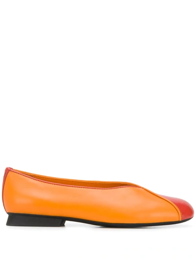 Shop Camper Tws Contrast-panel Ballerina Shoes In Orange