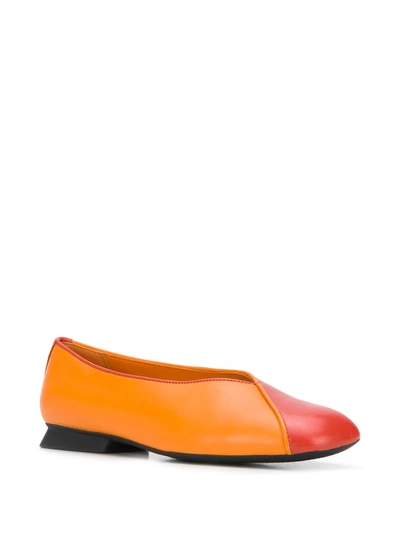 Shop Camper Tws Contrast-panel Ballerina Shoes In Orange