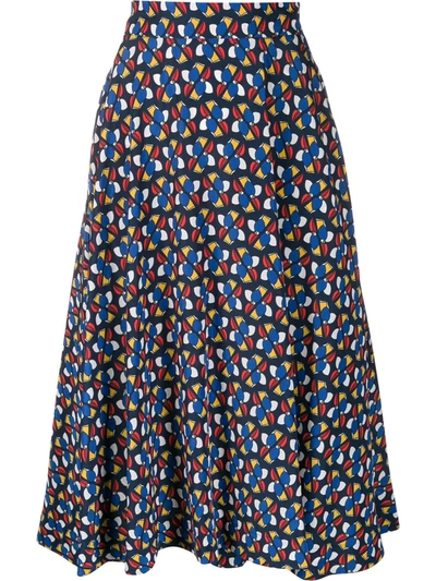 Shop La Doublej Patterned Circle Skirt In Blue
