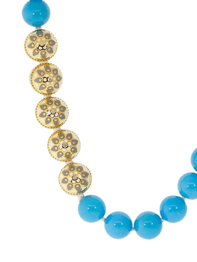 Shop Buddha Mama 20kt Yellow Gold And Turquoise Necklace In Blue