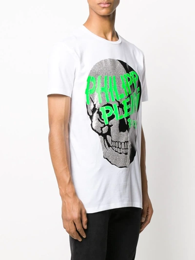 Shop Philipp Plein Embellished Skull T-shirt In White