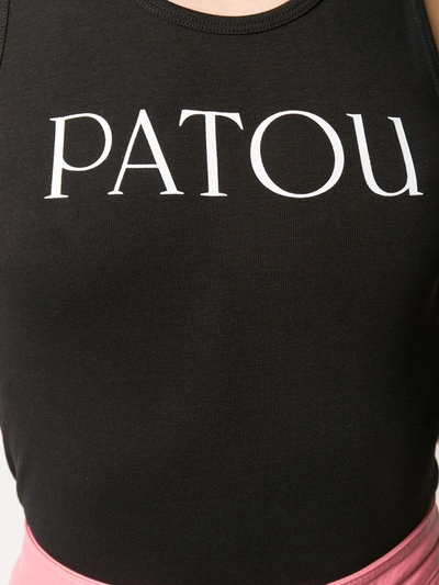 Patou Black Cotton Scoop Neck Logo Tank Top