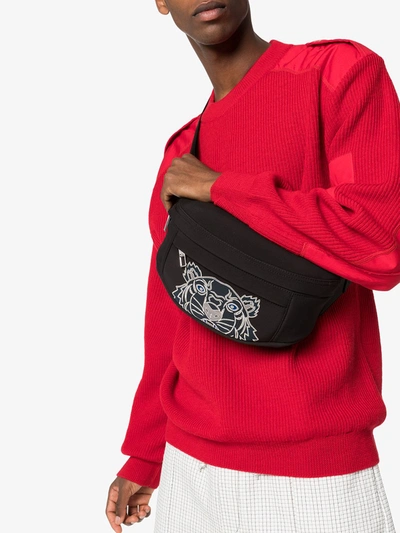 Shop Kenzo Tiger-print Belt Bag In Black
