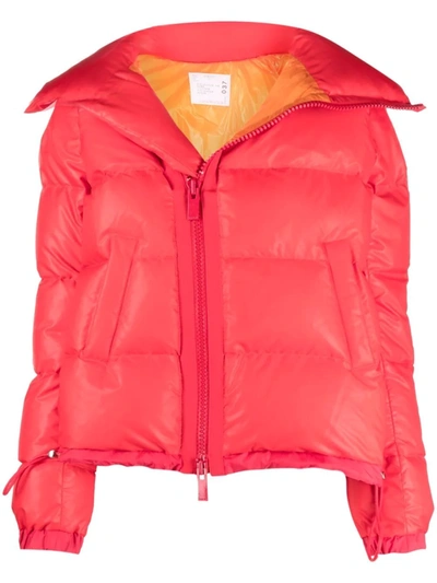 Shop Sacai Hooded Puffer Jacket In Rot