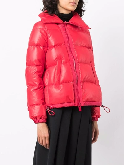 Shop Sacai Hooded Puffer Jacket In Rot