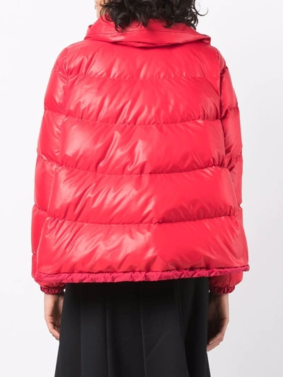 Shop Sacai Hooded Puffer Jacket In Rot