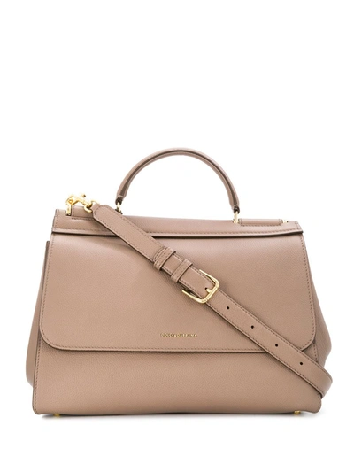 Shop Dolce & Gabbana Sicily Tote Bag In Neutrals