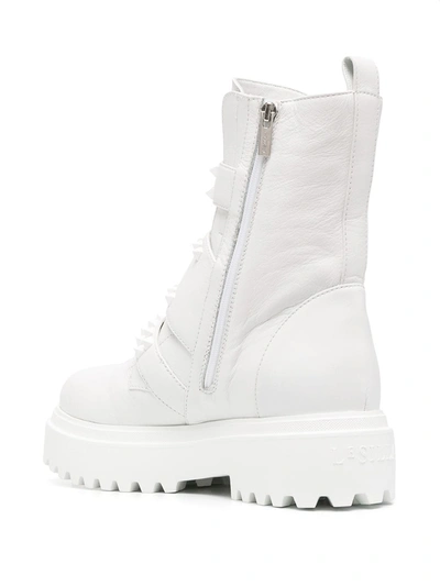 Shop Le Silla Stud-embellished Buckle Boots In White