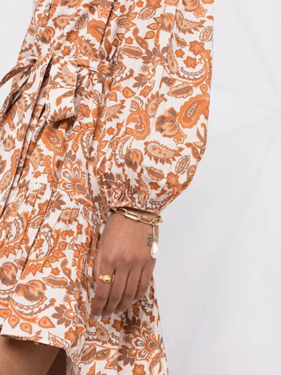 Shop Maje Ridtissa Paisley-print Mini Dress In Orange