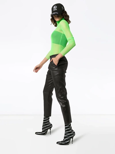 Shop Sprwmn High-waisted Stretch Leather Track Pants In Black