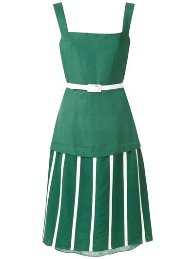 Shop Adriana Degreas Midi Wimbledon Dress In Green