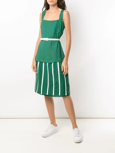 Shop Adriana Degreas Midi Wimbledon Dress In Green