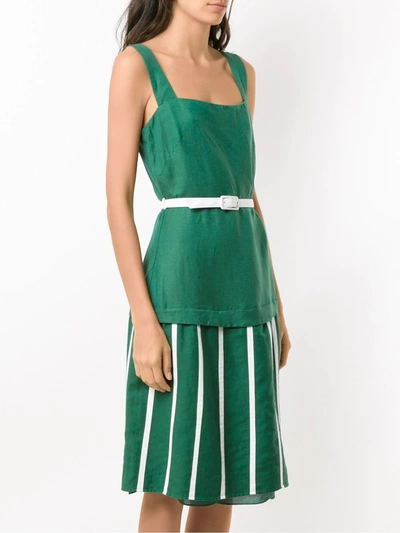 Shop Adriana Degreas Midi Wimbledon Dress In Green