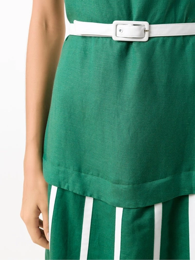 Shop Adriana Degreas Midi Wimbledon Dress In Green