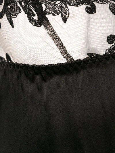 Fleur Of England Onyx Lace-cup Silk-blend Nightdress In Black