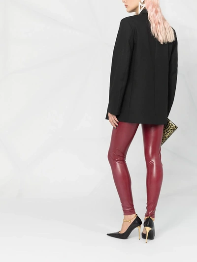 Shop Saint Laurent High-waisted Glossy Leggings In Red