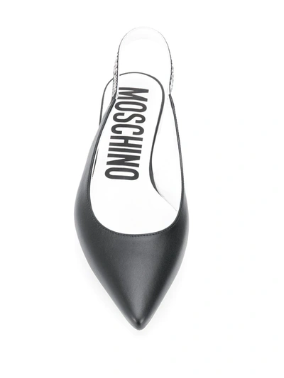 Shop Moschino Logo-strap Slingback Ballerina Shoes In Black