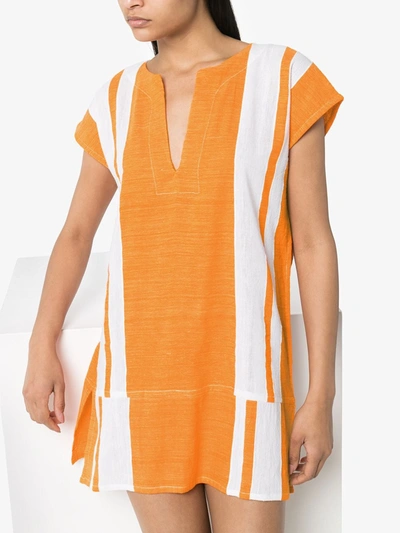 Shop Lemlem Zoya Striped Tunic In Orange