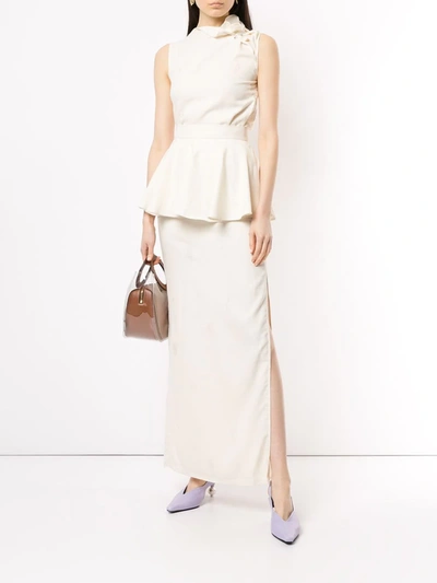 Shop Palmer Harding Jacquard Donna Maxi Skirt In White