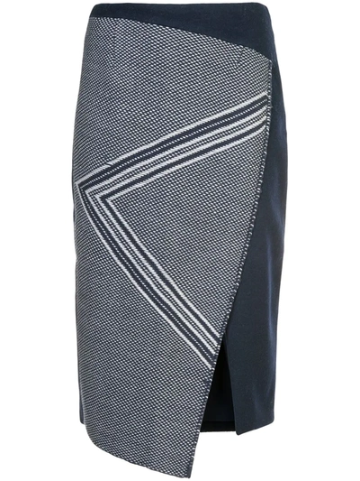Shop Voz Asymmetric Pattern Skirt In Blue