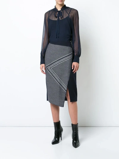 Voz Asymmetric Pattern Skirt In Blue