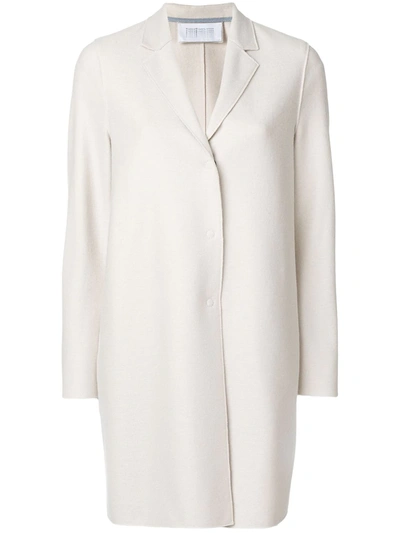 Shop Harris Wharf London Concealed Fastening Elongated Coat In Neutrals