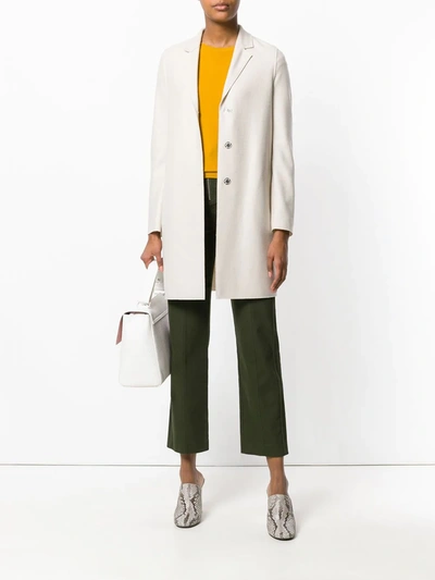 Shop Harris Wharf London Concealed Fastening Elongated Coat In Neutrals