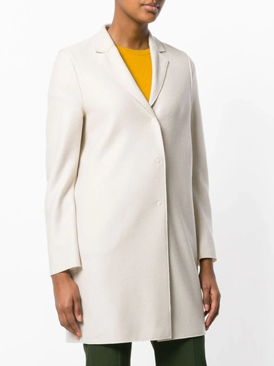 Shop Harris Wharf London Concealed Fastening Elongated Coat In Neutrals