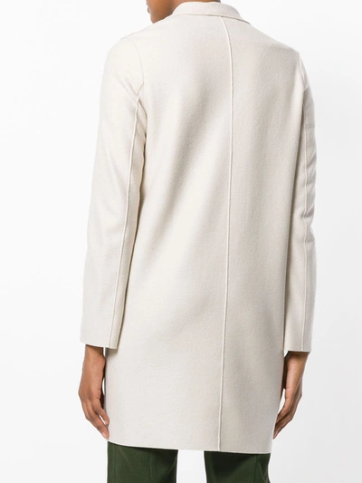 Shop Harris Wharf London Concealed Fastening Elongated Coat In Neutrals