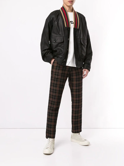 Shop Gucci Web Collar Bomber Jacket In Black