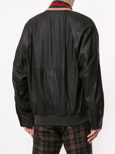 GUCCI WEB COLLAR BOMBER JACKET - 黑色