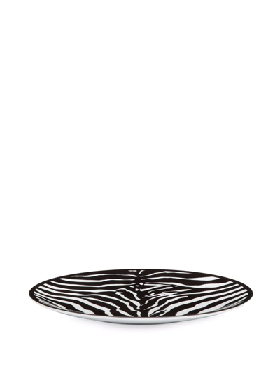 Dolce & Gabbana Zebra-print Porcelain Dinner Plates (set Of 2) In Weiss