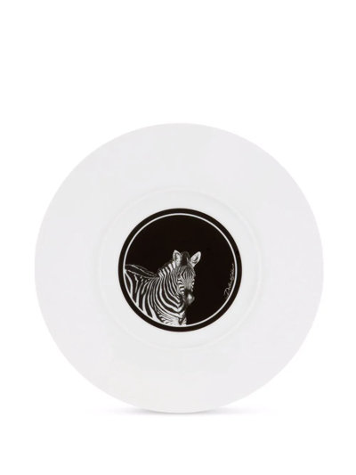Shop Dolce & Gabbana Zebra-print Porcelain Charger Plate (31cm) In Weiss