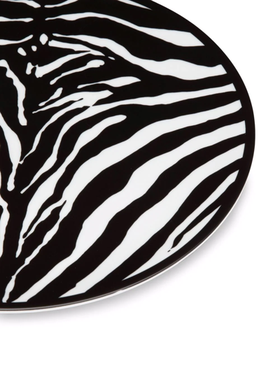 Dolce & Gabbana Zebra-print Porcelain Dinner Plates (set Of 2) In Weiss