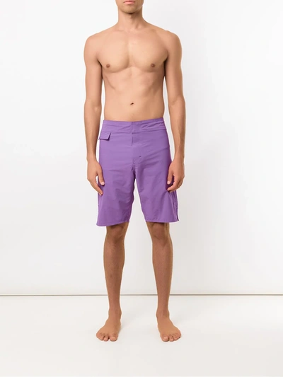 Shop Amir Slama Plain Swim Shorts In Purple