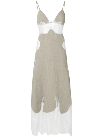 Shop Off-white Panelled Lace Slip Dress In Neutrals